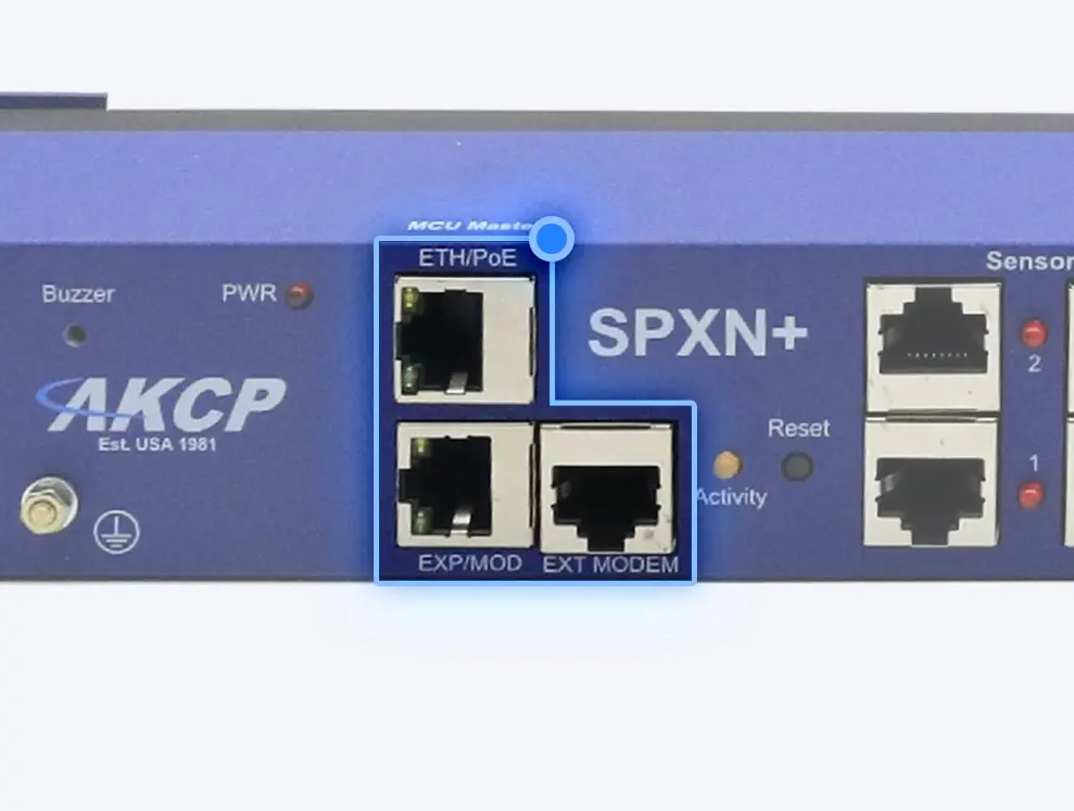 AKCP sensorProbeXN+ | SPXN+ | Ethernet / PoE, port Modbus RS485, port modem 4G externe